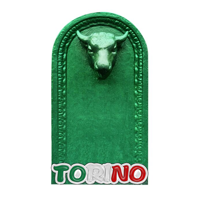 An der Küste Souvenir 3D-Magnet Torino Turin Toret Stierkopf Brunnen
