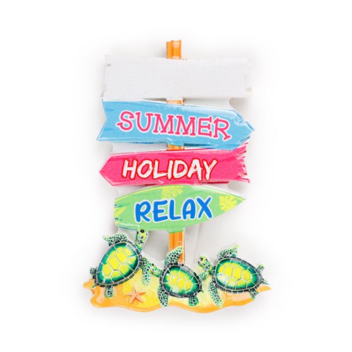 An der Küste Souvenir Magnet in Strandschild-Form - mit Krabbe & Schildkröten