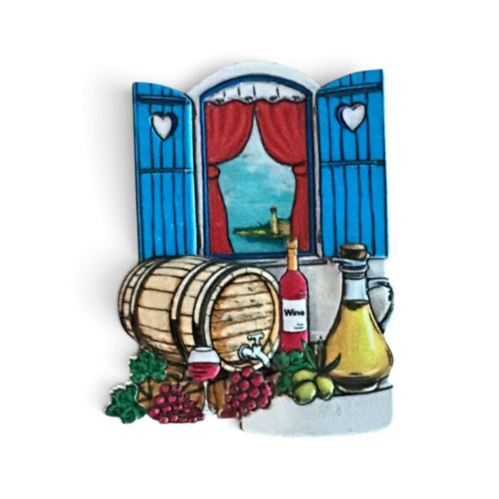 An der Küste Souvenir Magnet Fensterläden am Meer mit Wein 