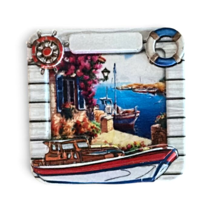 An der Küste Souvenir Magnet Maritimes Fenster und Hafenansicht