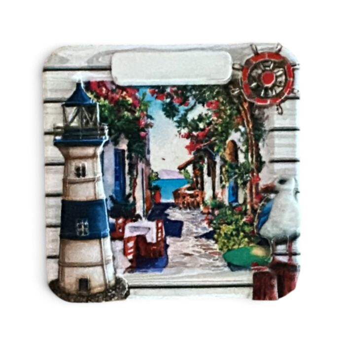 An der Küste Souvenir Magnet Maritimes Fenster Leuchtturm & Möwe