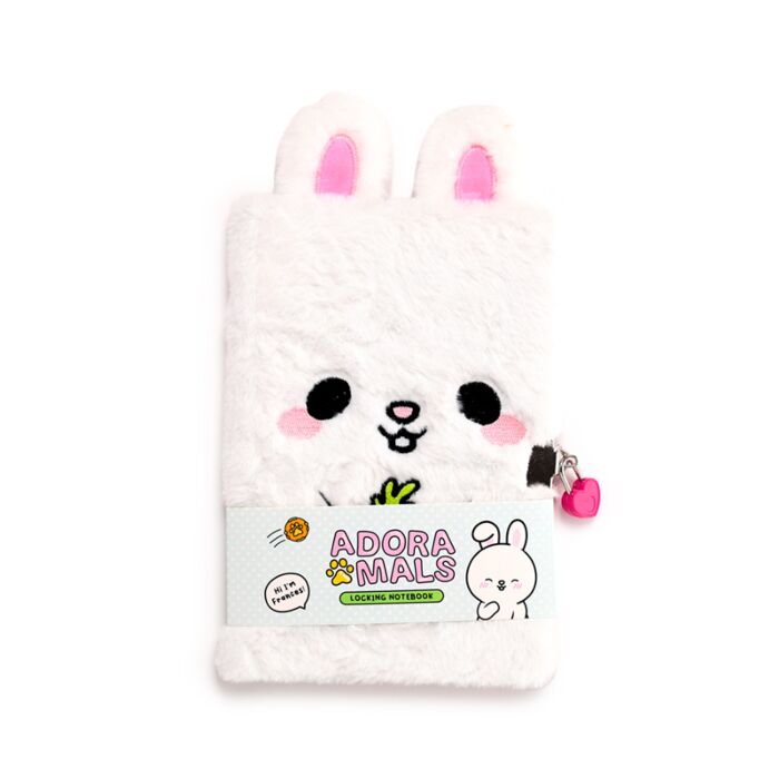 Adoramals Frances the Rabbit Hase Plüsch-Notizbuch mit Schloss & Schlüssel