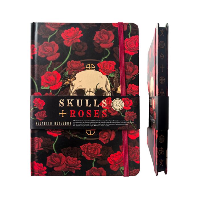 Skulls & Roses Totenkopf & Rosen Notizbuch A5 Liniert Recyclingpapier