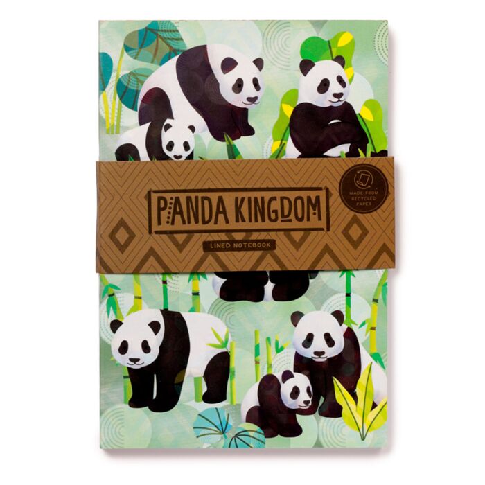 Panda Kingdom Liniertes Notizbuch aus Recyclingpapier A5