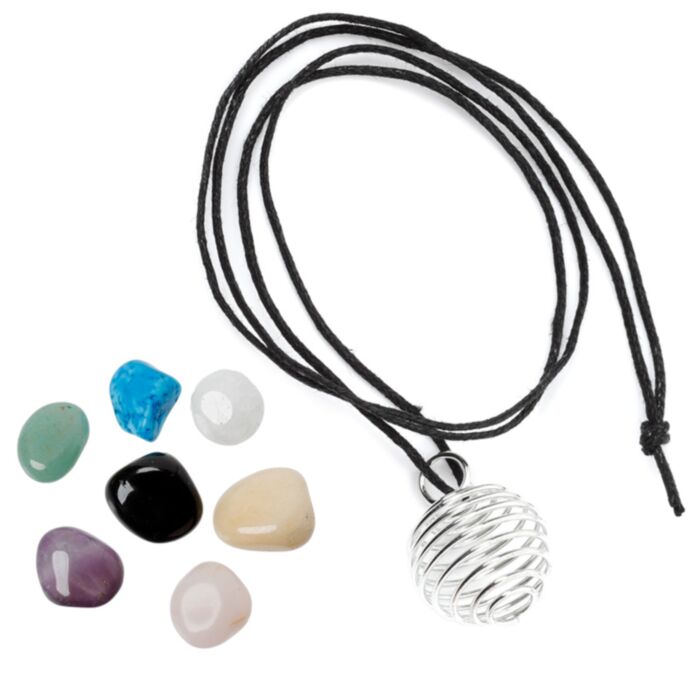 Mineralien Schmuck Halskette zum Selbermachen mit 7 Edelsteinen