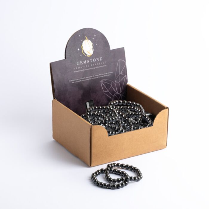 Edelstein-Armband mit runden Hämatit-Perlen 