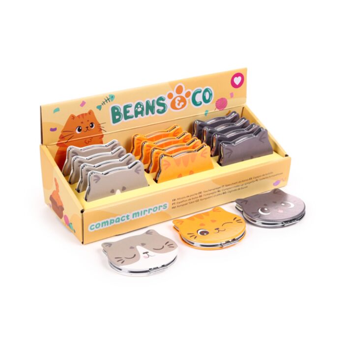 Beans & Co. Katzen Kunstleder-Taschenspiegel