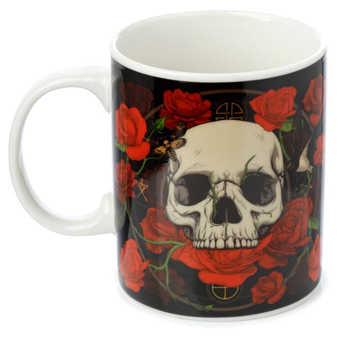 Skulls & Roses Totenkopf & Rosen Porzellanbecher