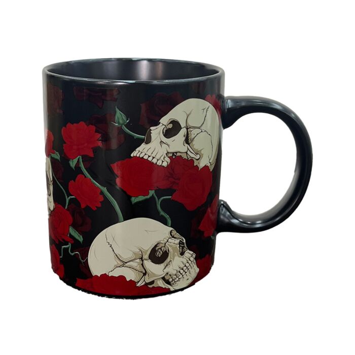 Skulls & Roses Totenkopf & Rosen Tasse aus Porzellan