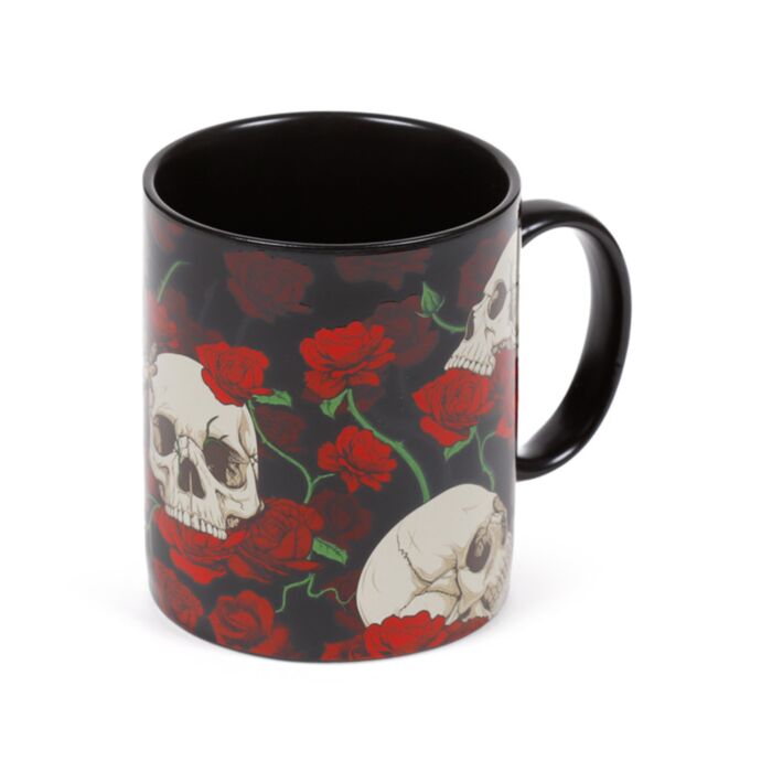 Skulls & Roses Totenkopf & Rosen Tasse aus Porzellan