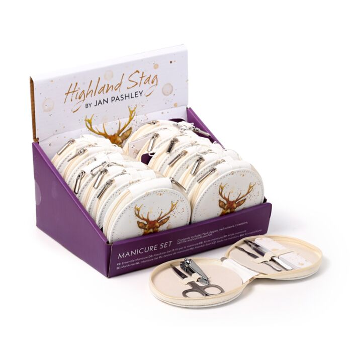 Jan Pashley Stag Hirsch Rundes 5-teiliges Maniküre-Etui