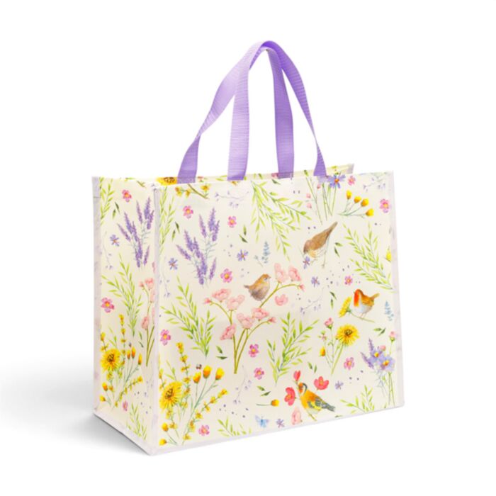 Jan Pashley Wings & Wildflowers Vögel & Wildblumen Wiederverwendbare Einkaufstasche