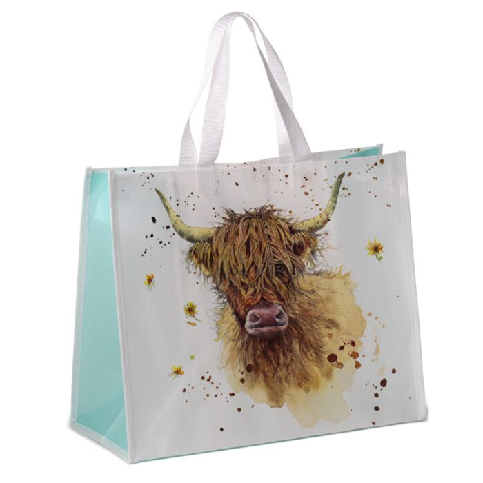 Jan Pashley Highland Coo Kuh wiederverwendbare Einkaufstasche