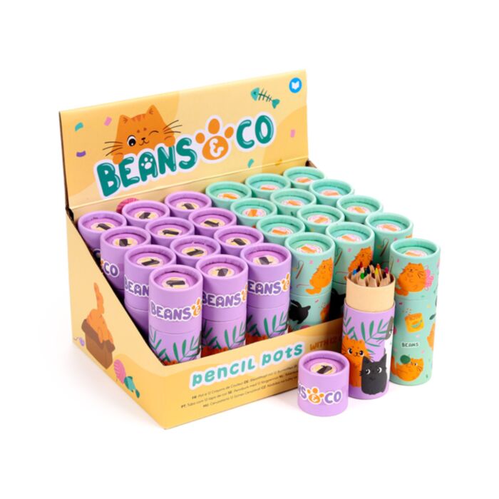 Beans & Co. Cats Katzen Stiftebox mit 12 Buntstiften