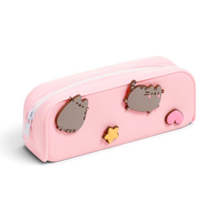 Pusheen the Cat Katze Stars & Hearts Sterne & Herzen Silikon-Federmappe mit Anhänger