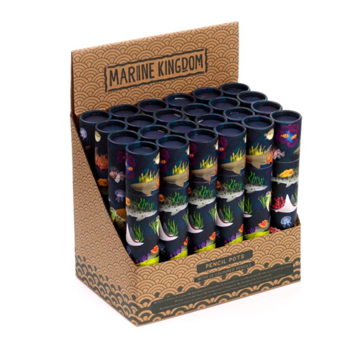Marine Kingdom Meerestiere Ozean Stiftebox mit 12 Buntstiften