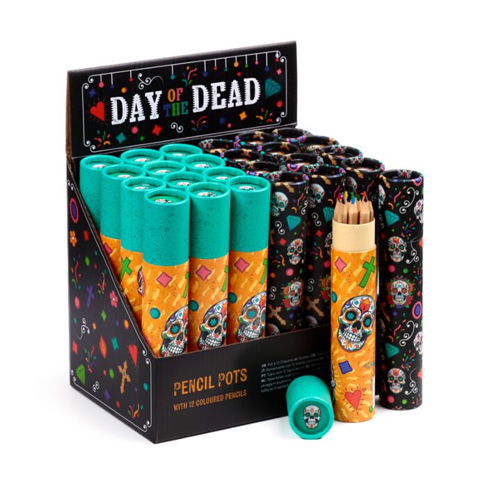Day of the Dead Tag der Toten Stiftebox mit 12 Buntstiften