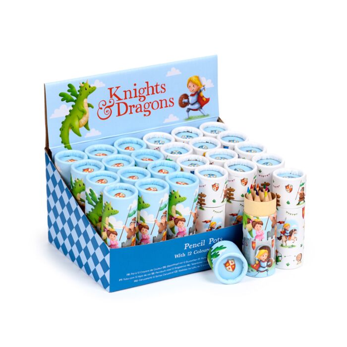 Knights & Dragons Ritter & Drachen Stiftebox mit 12 Buntstiften