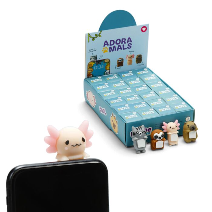 Adoramals Axolotl, Faultier, Wasserschwein & Katze selbstklebender 3D-PVC- Handy-Minifigur