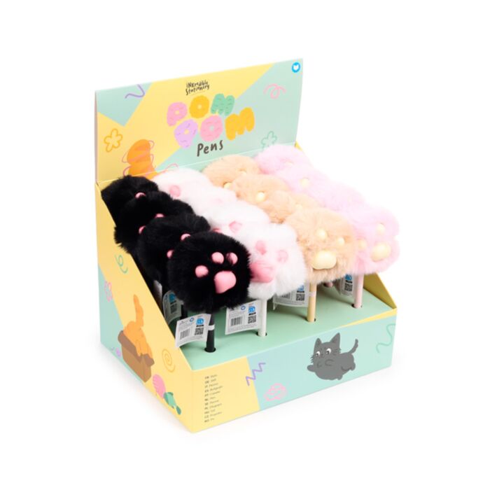 Beans & Co. Katzen Pom Pom Fineliner Kugelschreiber mit flauschigem Pfoten-Topper