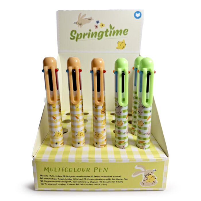Springtime Hase & Kücken mehrfarbiger Kugelschreiber (6 Farben)