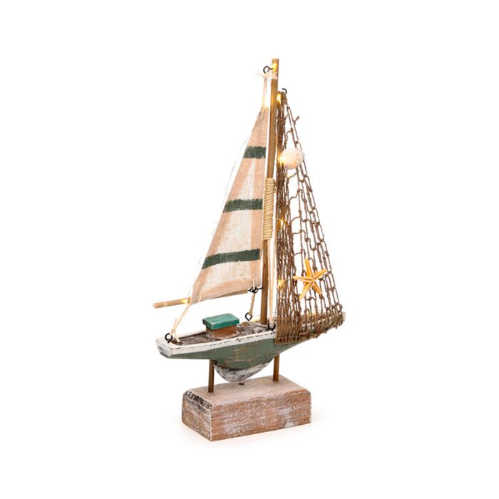 Strand-Souvenir - Segelschiff mit Muscheln und LED-Licht