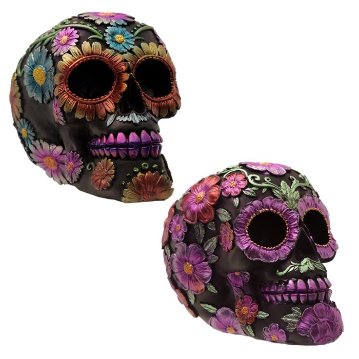 Day of the Dead Tag der Toten Totenkopf  Metallisches Blumenmotiv