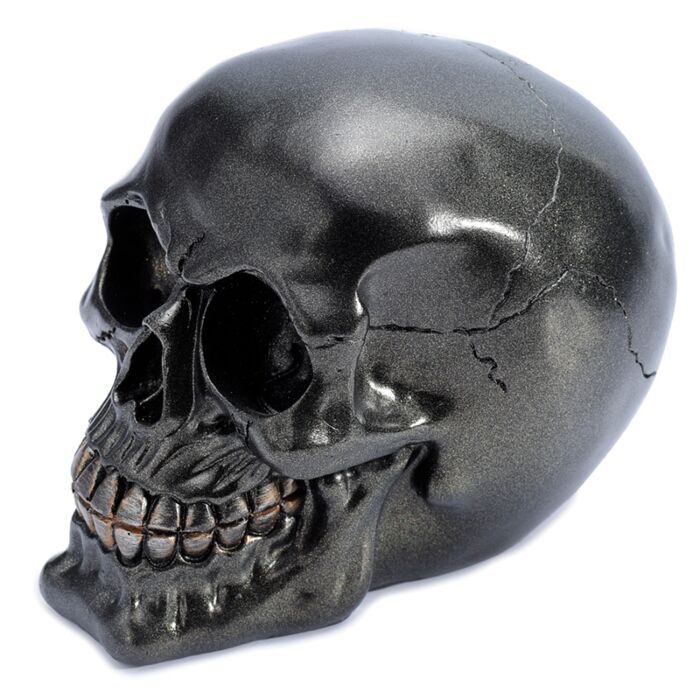 Metallischer Schwarzer Totenkopf Deko