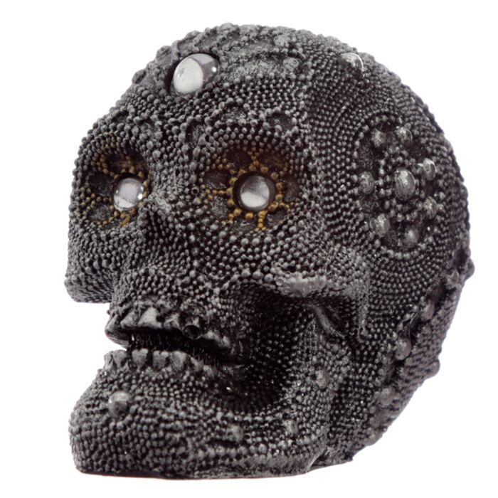 Silber perlenbesetzer Totenkopf - Klein