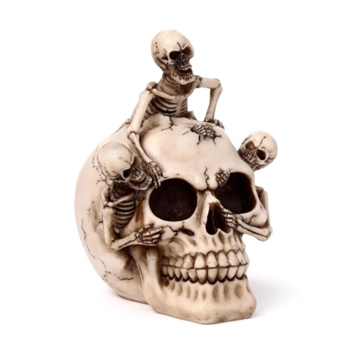 Schädel mit durchbrechenden Skeletten