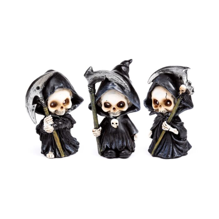 Der Sensenmann Mini Skelette mit Sensen 3er-Set