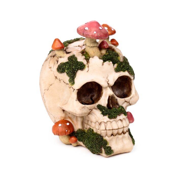 Totenkopf mit Fliegenpilzen & Moos