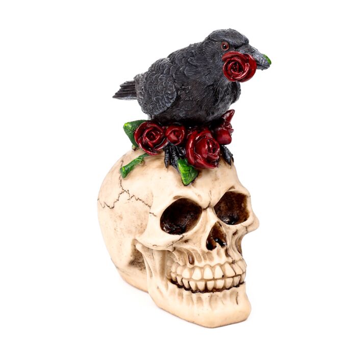 Totenkopf mit Rabe & Roten Rosen