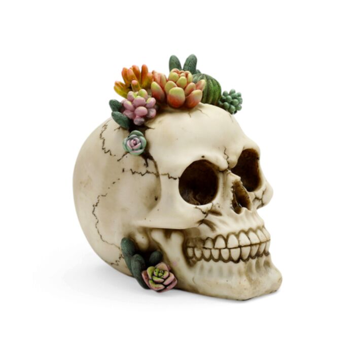 Totenkopf mit Pflanzen 
