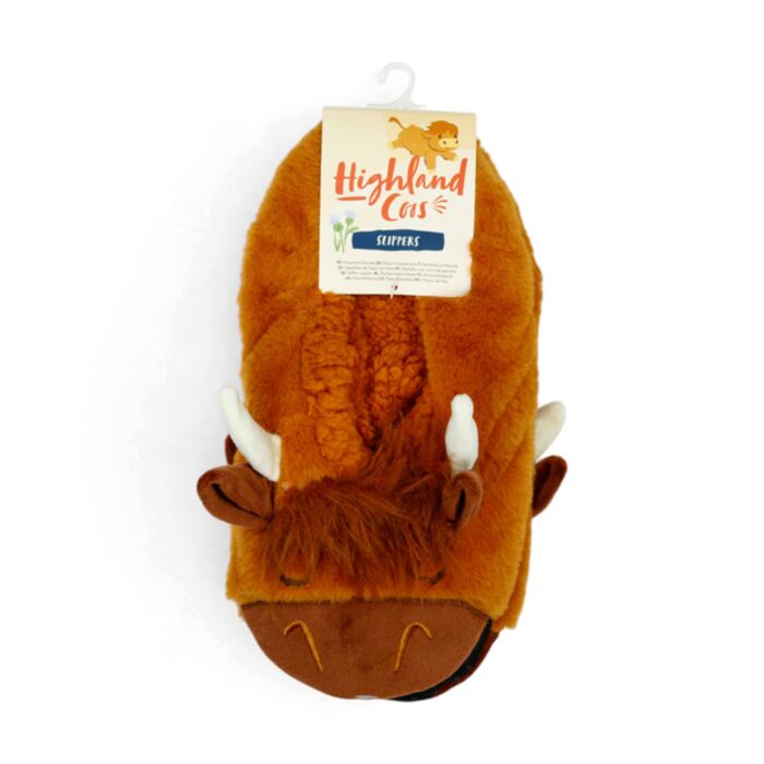 Highland Coo Kuh rutschfeste Plüsch-Hausschuhe Größe 39-41 EU