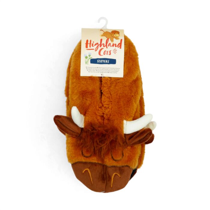 Highland Coo Kuh rutschfeste Plüsch-Hausschuhe Größe 36-38 EU