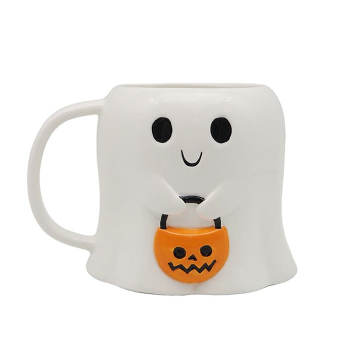 Spooky Süßes oder Saures Keramik-Tasse in Geistform