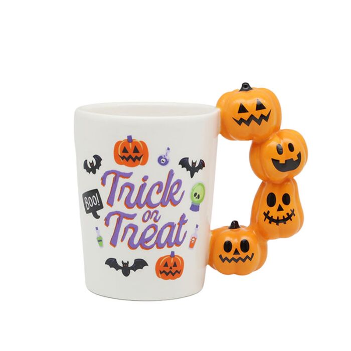 Spooky Trick or Treat Tasse Kürbis mit geformten Henkel