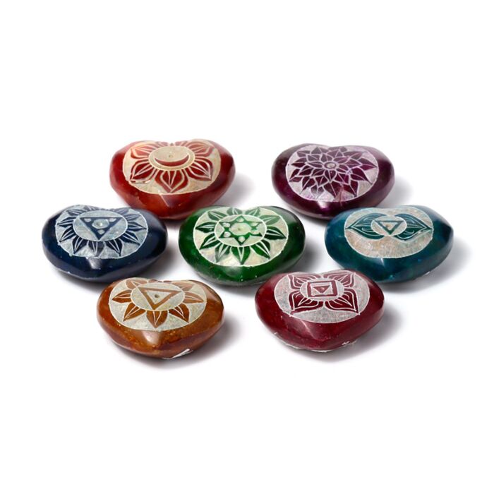 Chakra Herz mit Muster Räucherstäbchenhalter aus Speckstein