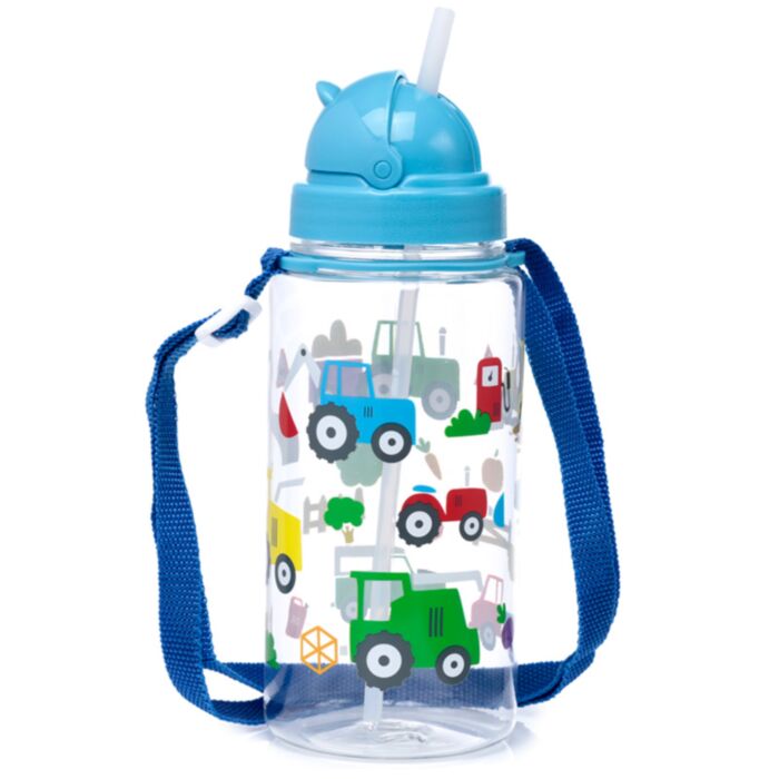 Little Tractors Kinder bruchsichere Wasserflasche mit Flip-Strohhalm 450ml