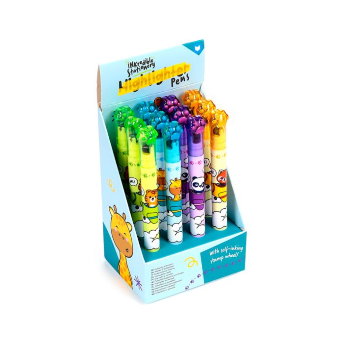 Adoramals Wildtiere 2 in 1 Textmarker & Stempel mit integriertem Stempelkissen