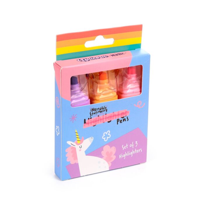 Unicorn Magic Einhorn Textmarker mit Herzß oder Stern-Verschluss 3er-Set
