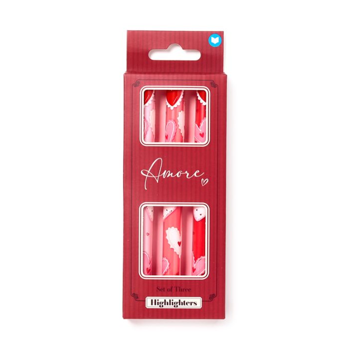 Amore Heart Herz Pop Top Textmarker 3er-Set