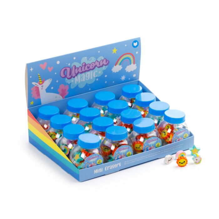 Unicorn Magic Einhorn Mini Radiergummis im Behälter