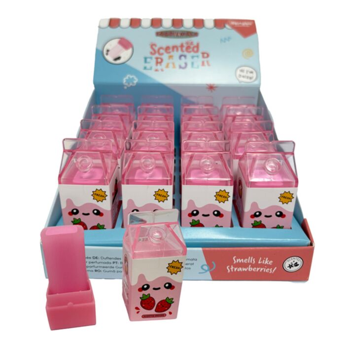 Foodiemals duftendes Radiergummi in Form einer Erdbeermilchpackung