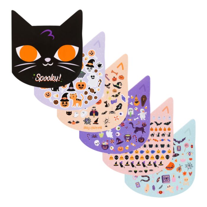 Spooky Sticker im katzenförmigen Stickerbuch