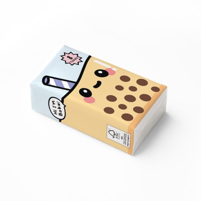 Foodiemals Bubble Tea Packung mit 8 Taschentüchern