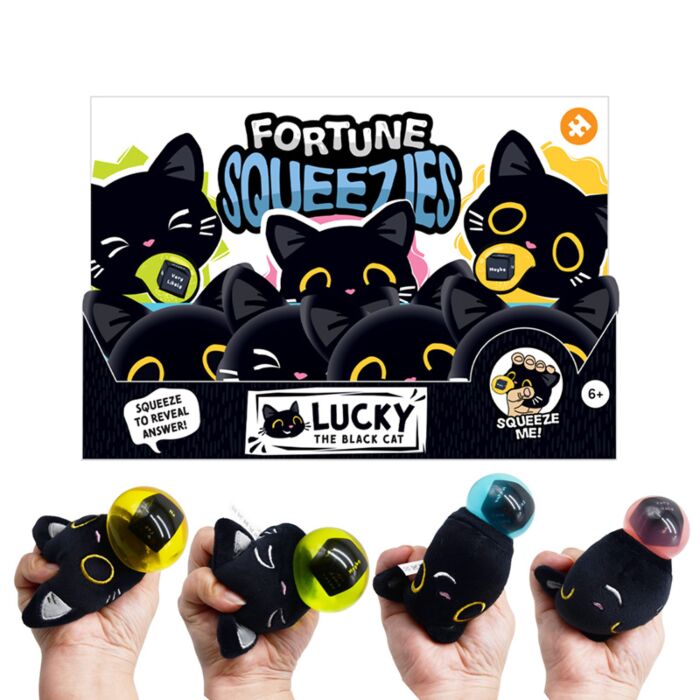 Queasy Squeezies Lucky the Black Cat Schwarze Katze Magischer Wahrsager Plüsch-Quetschspielzeug