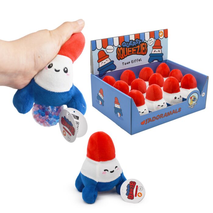 Queasy Squeezies Je t'aime Paris Eiffelturm Plüsch Quetsch-Spielzeug