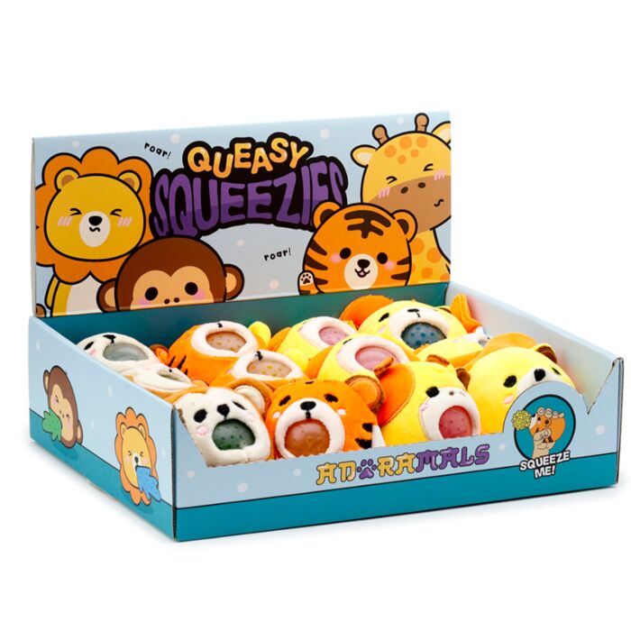 Queasy Squeezies Adoramals Plüsch Quetscht-Spielzeug (Affe/Tiger/Löwe/Giraffe)